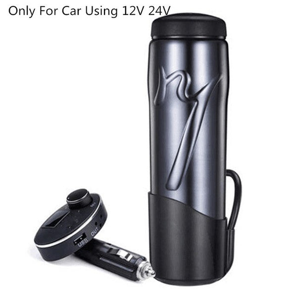 Car 12V 24V 220V Water Boiling Cup Electric Heating Cup Car Water Heater Kettle Temperature Adjustable 380ML Car Mini Kettle
