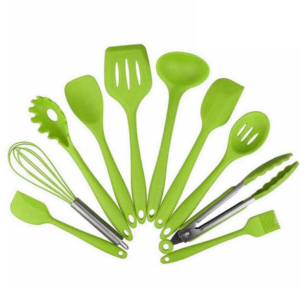 10 Pcs Kitchenware Silicone Heat Resistant Kitchen Cooking Utensils Non-Stick Baking Tool Cooking Tool Sets Baking Tools