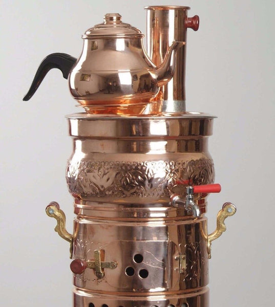 Copper Hand Painted Electric Samovar Tea Kettle, works with electric