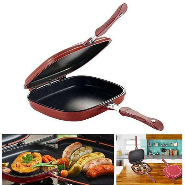 28CM/32CM Double Side Grill Fry Pan Cookware Double Face Pan Steak Fry Pan Kitchen Accessories Cooking Tool