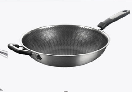 cooking wok cookware Non-stick frying pan 304 double-sided stainless steel frying pan fried vegetable cooker without lampblack