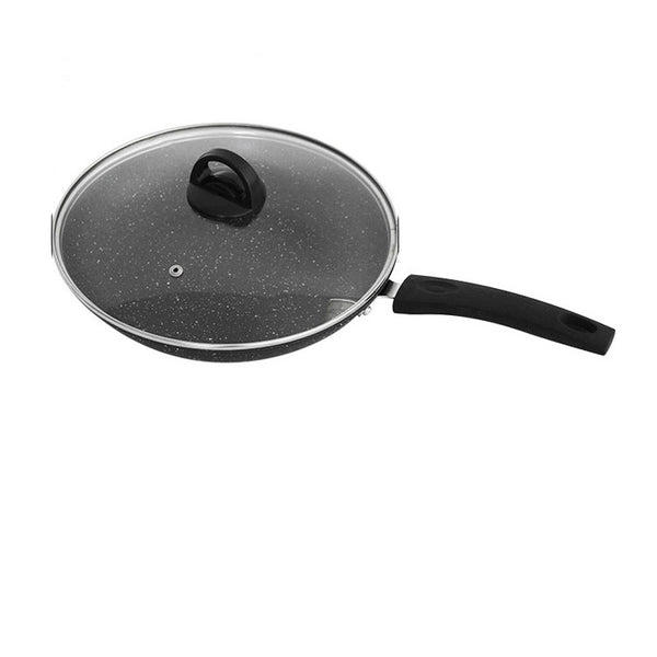 Frying Pan Non-stick Skillet Pan with Lid Maifanite Coating Egg Frying Pan Long Handle Kitchen Cookware for Induction Gas Stove